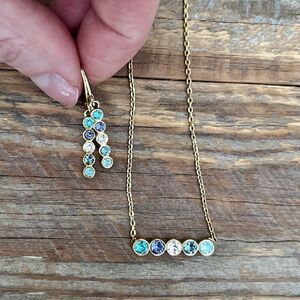 Yanbal Coleccion Gold Plated 24k Blue Necklace & Earring Set Spring Summer Ombre